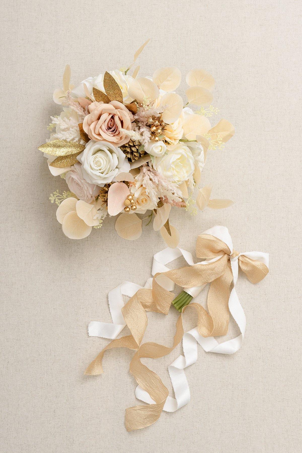 11"/17" Bridal Bouquet - White & Beige - lingsDev
