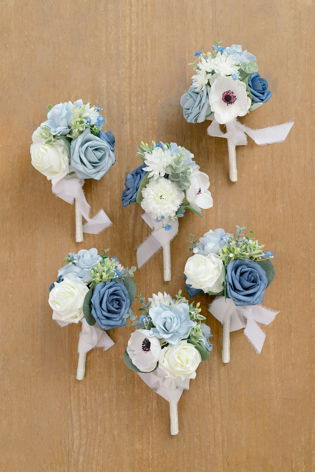 Centerpiece Mini Flower Bouquets (Set of 6) - Dusty Blue - lingsDev
