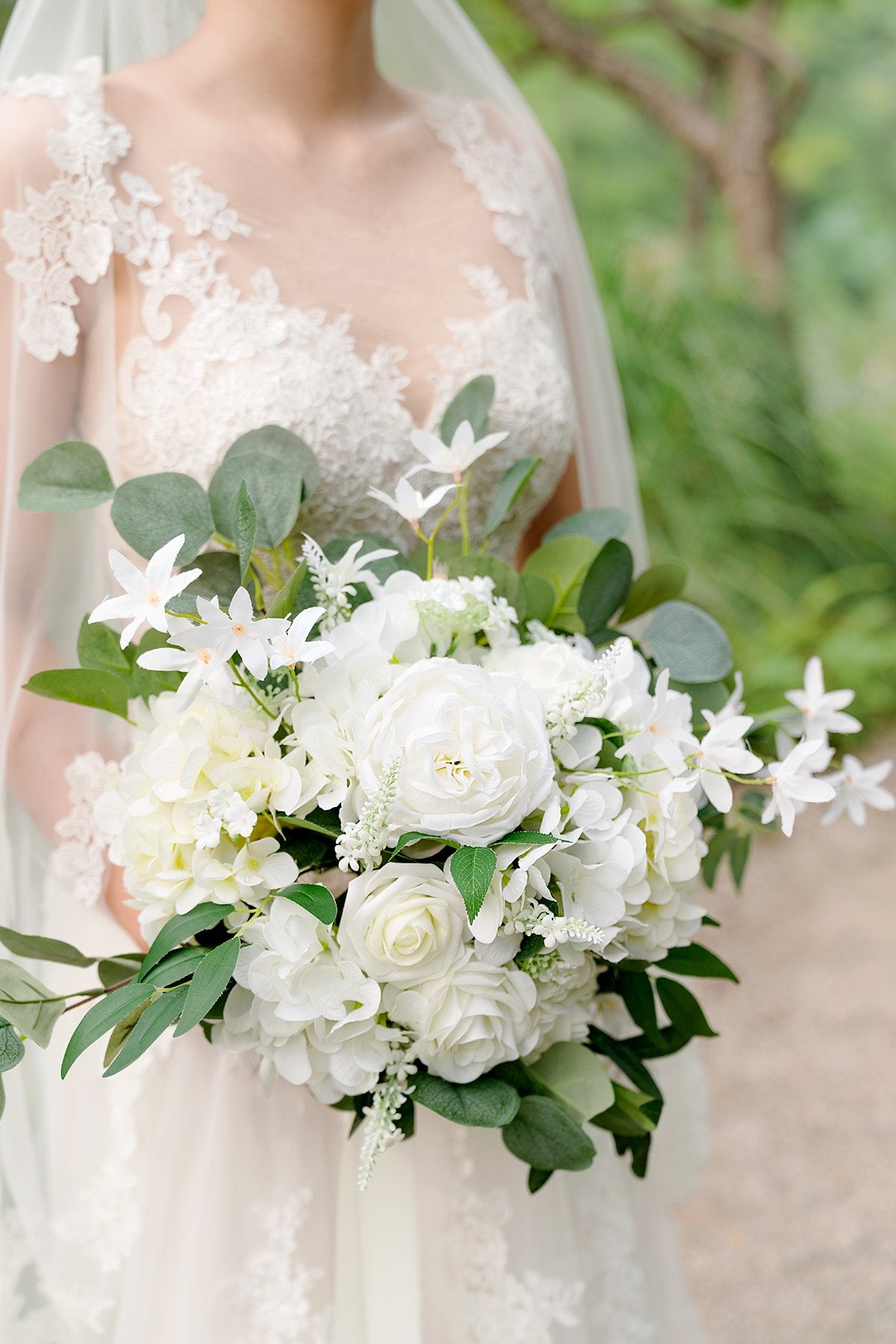 White & Beige Flowers & Greenery for DIY - lingsDev