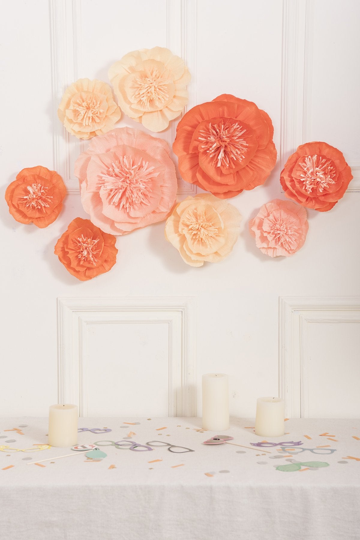 9pcs Crepe Paper Flowers - Champange,Light Yellow & Orange - lingsDev