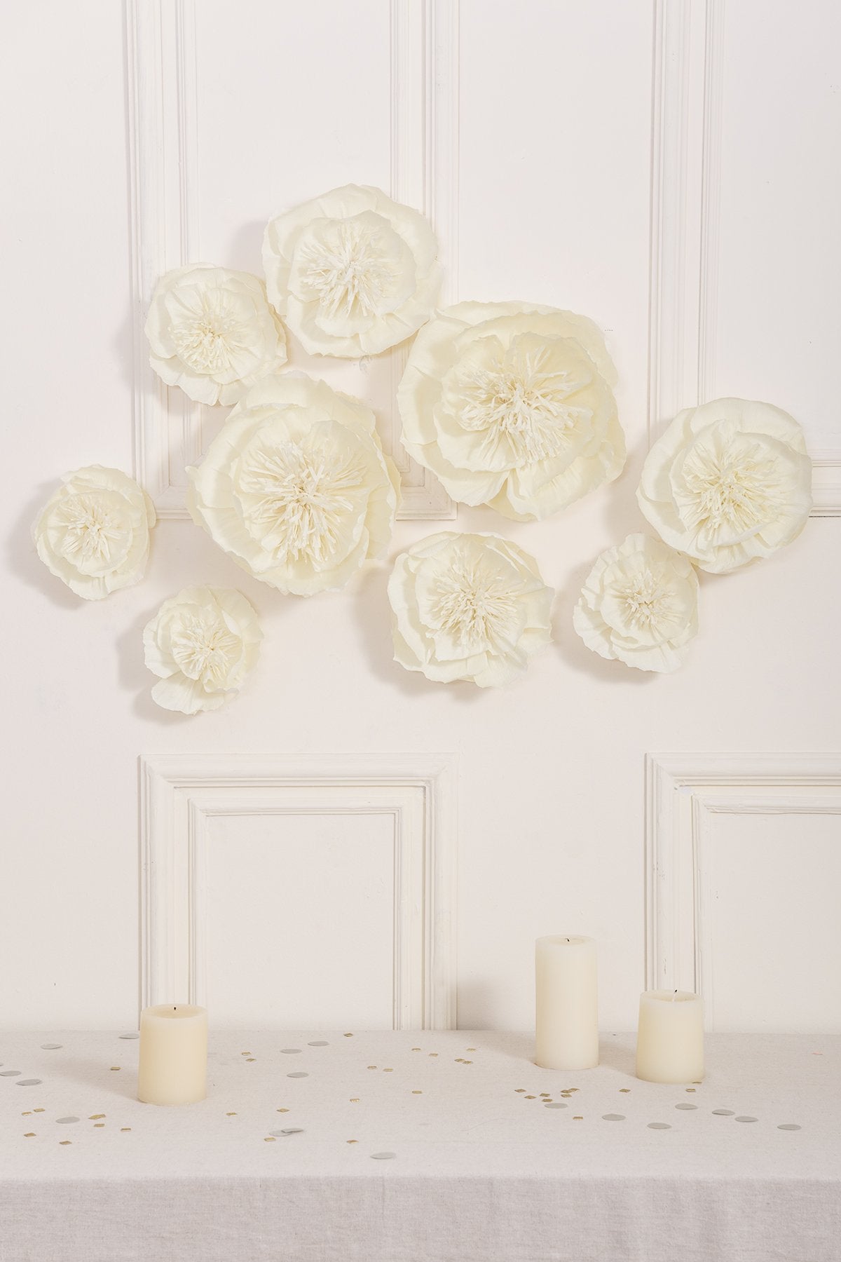 9pcs Crepe Paper Flowers - Ivory - lingsDev