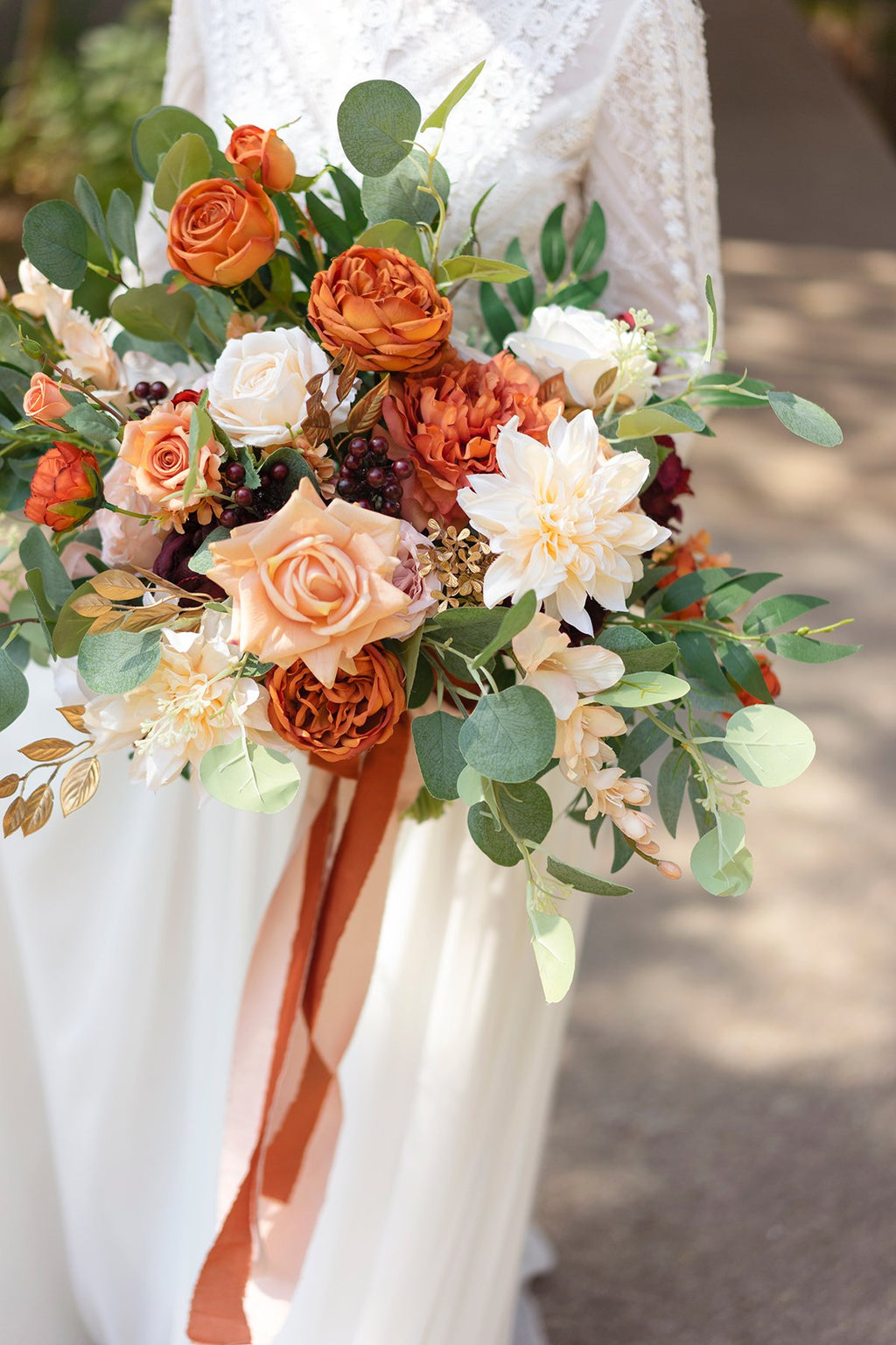 11"/17" Deluxe Bridal Bouquet - Sunset Terracotta