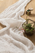 Bohemian Crinkled Ramie Cotton Blend Table Runner - Ling's moment