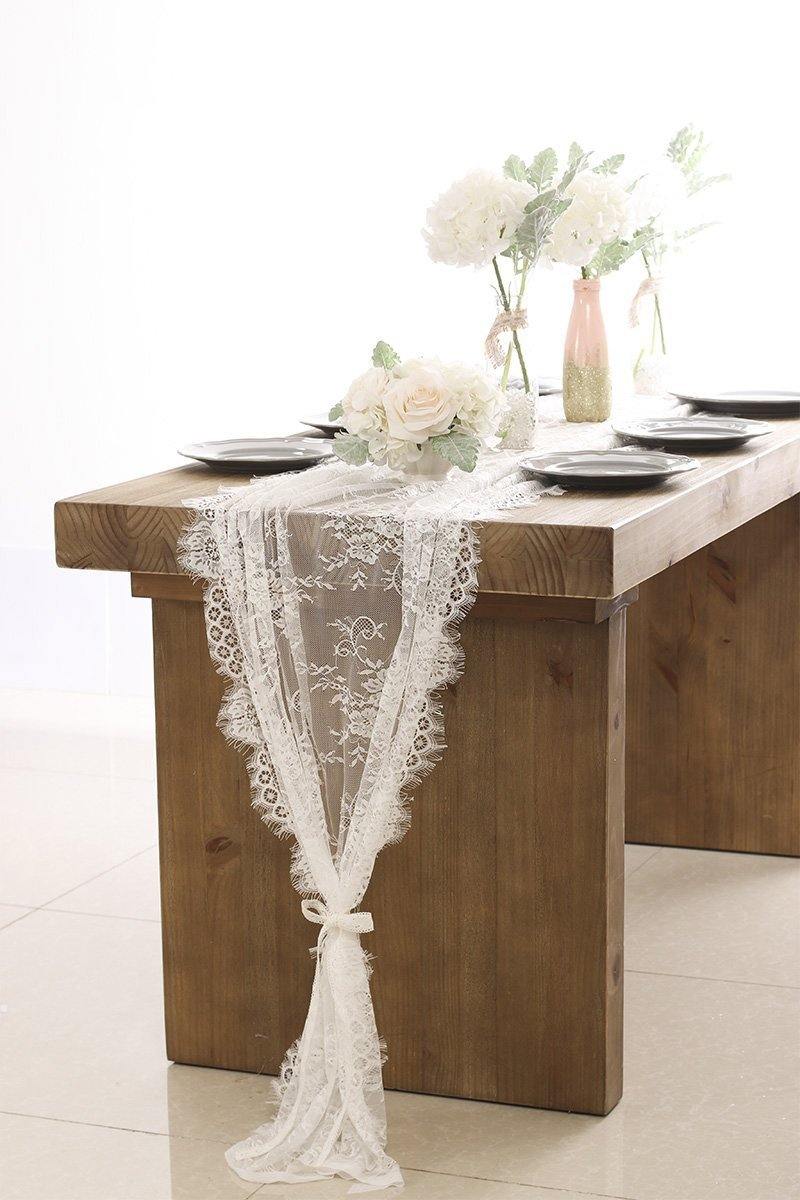 Eyelash Lace Table Overlay 30x120 inch - Ling's moment