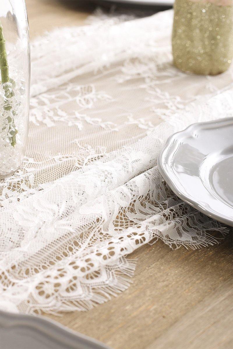 Eyelash Lace Table Overlay 30x120 inch - Ling's moment