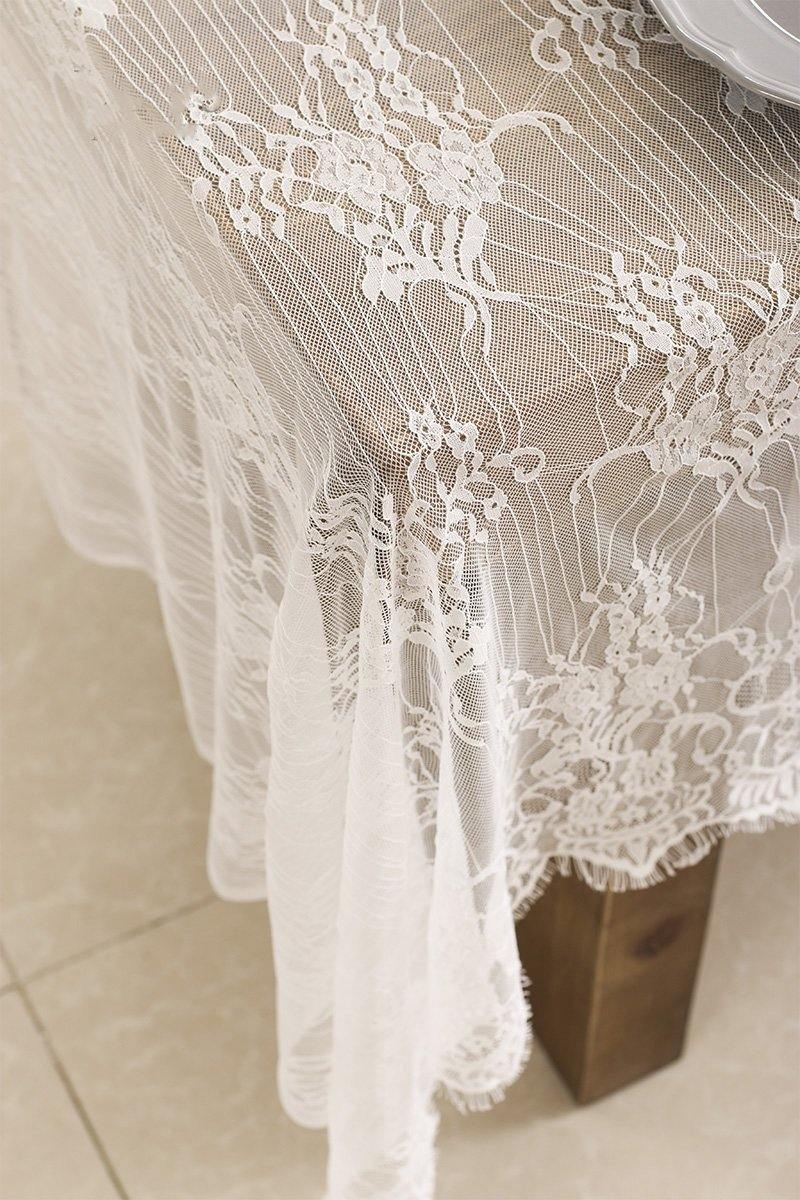 Eyelash Lace Table Overlay 60x120 inch - Ling's moment