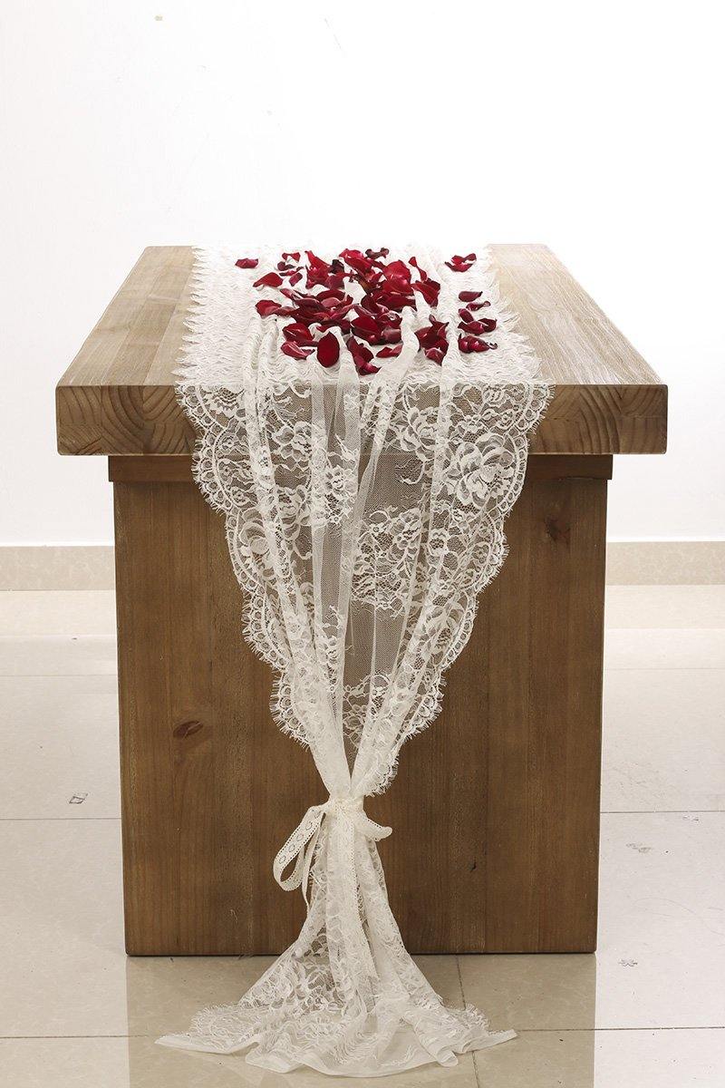 Eyelash Lace Table Overlay 30x120 inch - Ling's moment