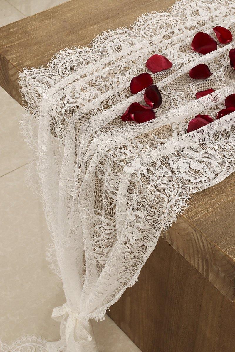 Eyelash Lace Table Overlay 30x120 inch - Ling's moment