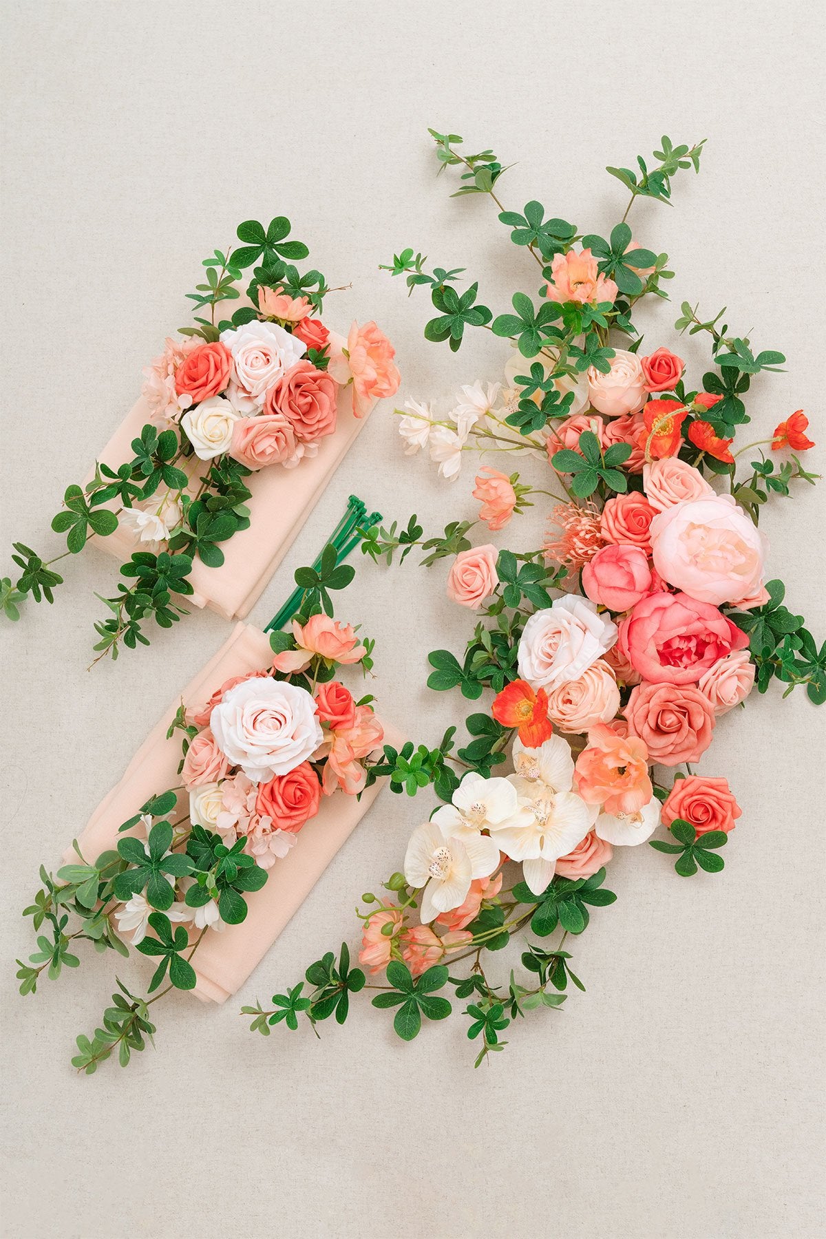 Flower Arch Décor with Lace Drape (Set of 3) - Coral - lingsDev