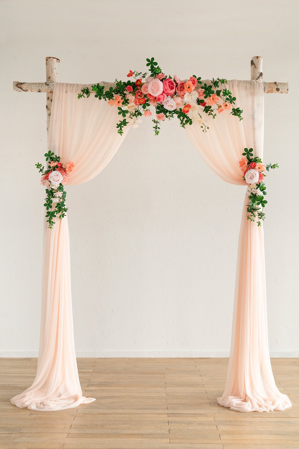 Flower Arch Décor with Lace Drape (Set of 3) - Coral - lingsDev