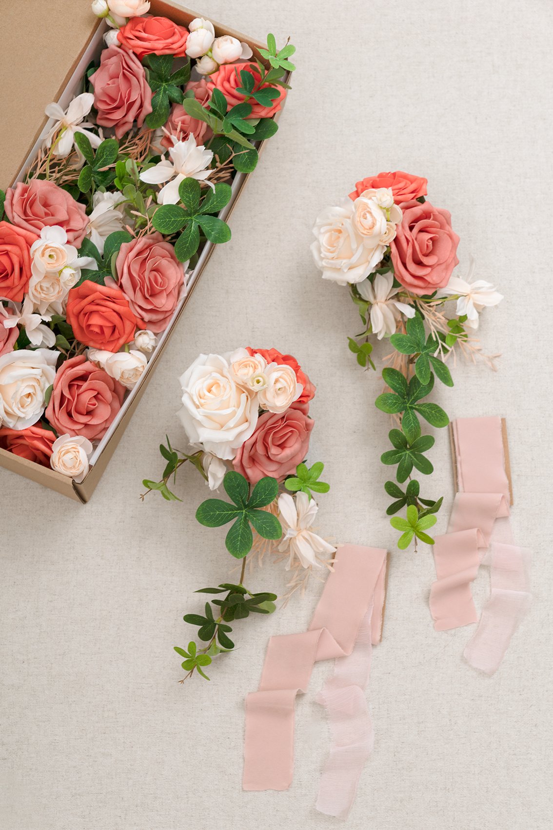 Wedding Aisle Decoration Pew Flowers (Set of 8) - Coral - lingsDev