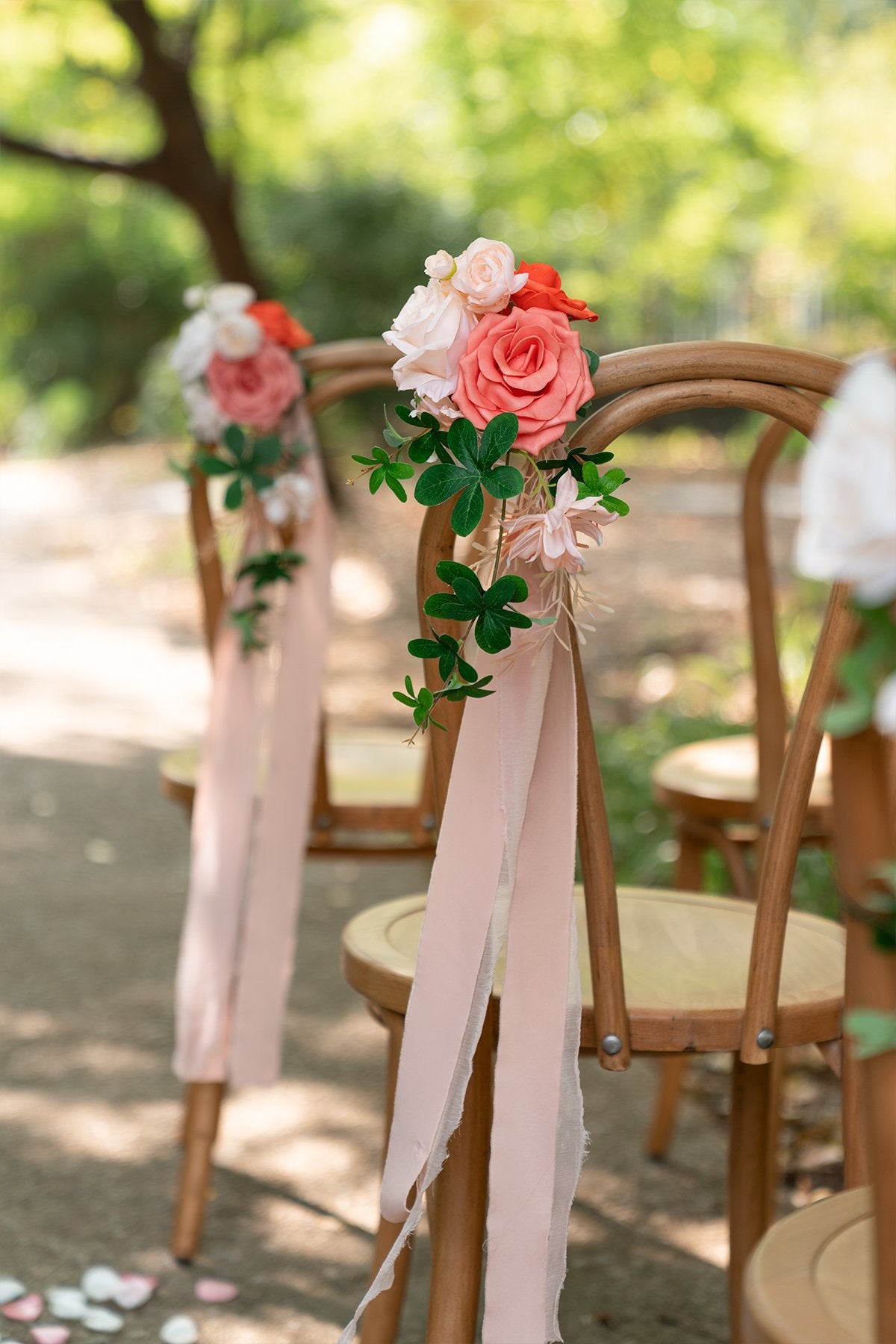 Wedding Aisle Decoration Pew Flowers (Set of 8) - Coral - lingsDev