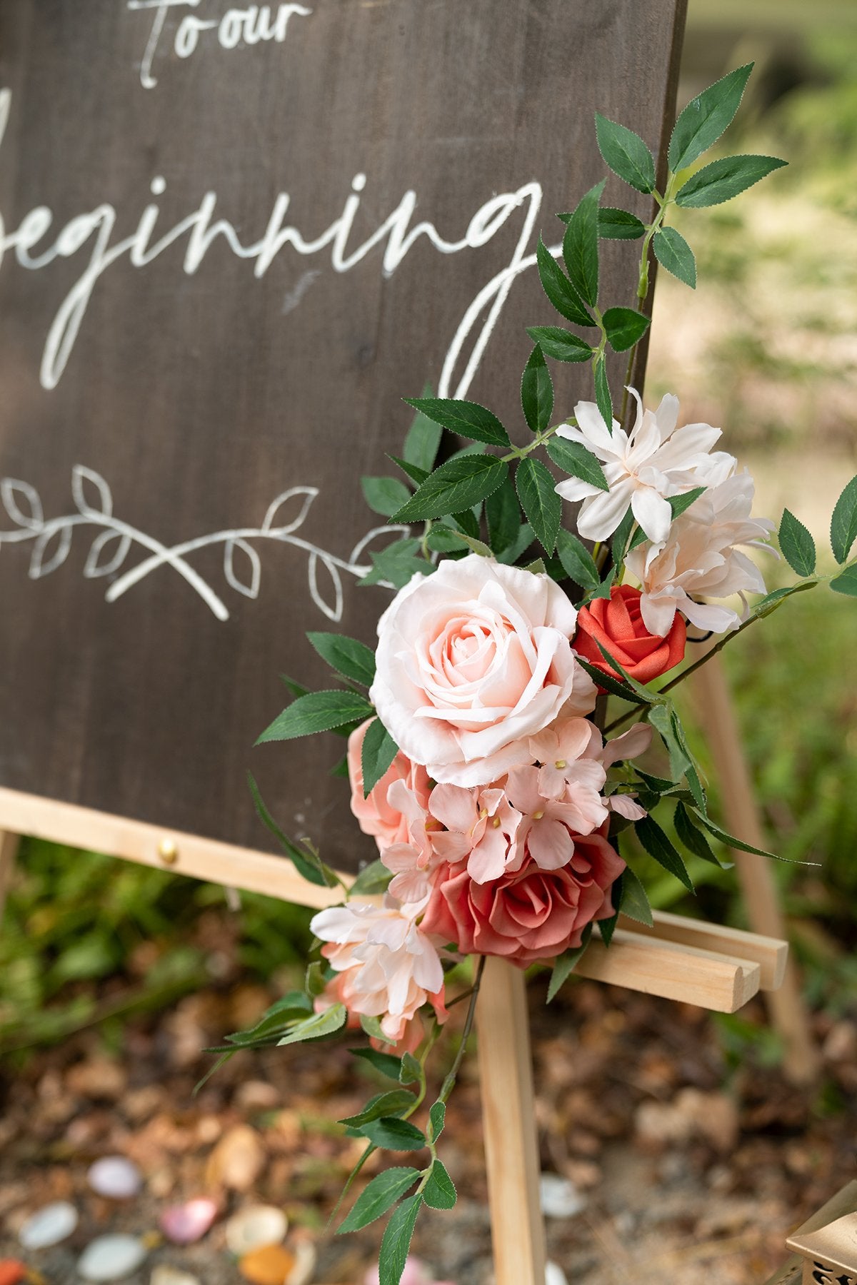 Flower Sign Décor (Set of 2) - Coral - lingsDev