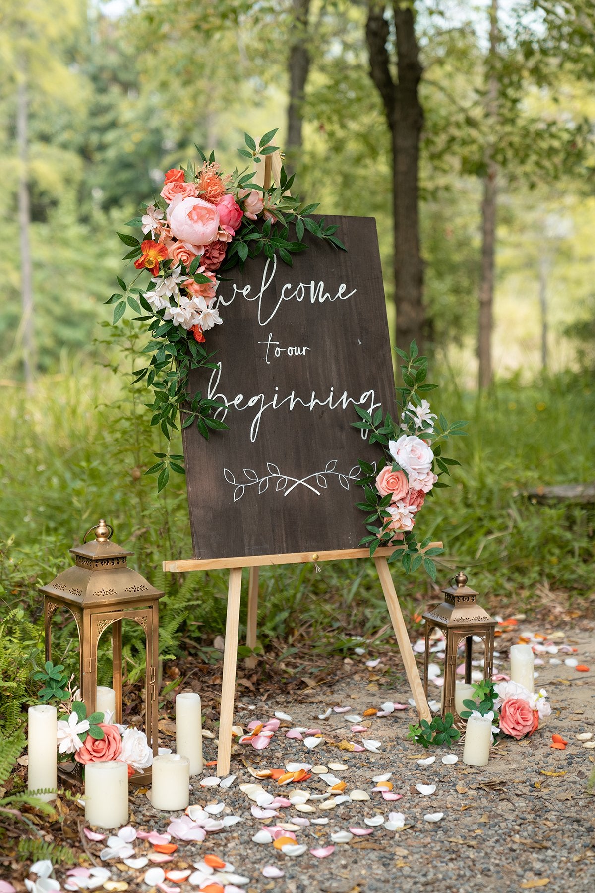 Flower Sign Décor (Set of 2) - Coral - lingsDev