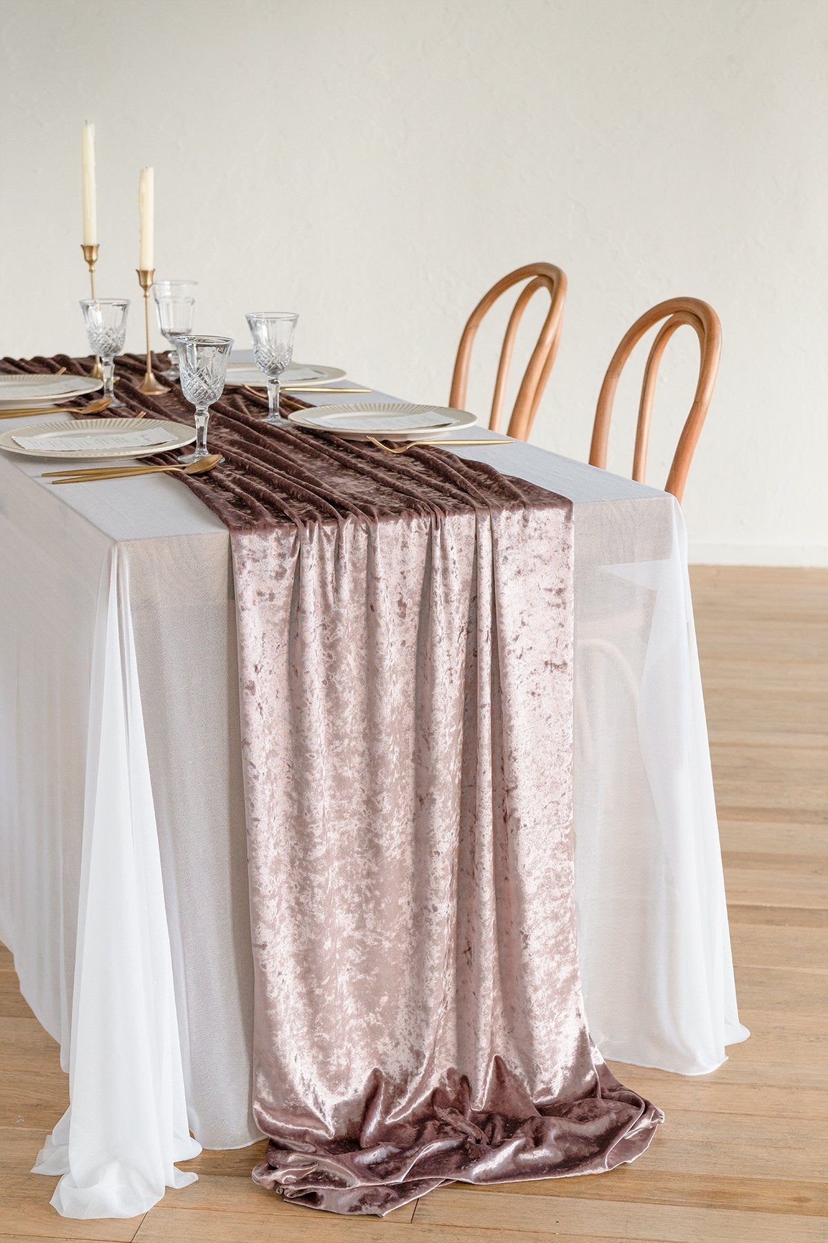 Elegant Velvet Table runner 28"w x 10FT (Apparel Fabrics)- 3 Colors - lingsDev