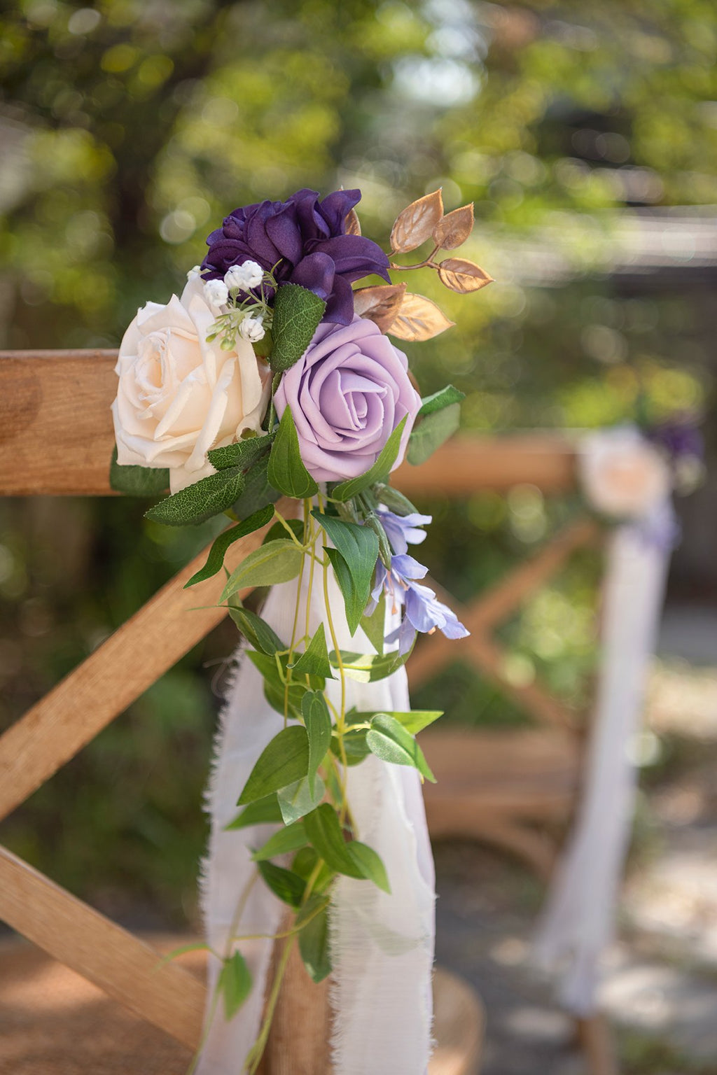 Wedding Aisle Decoration Pew Flowers (Set of 8) - Lavender & Cream - lingsDev