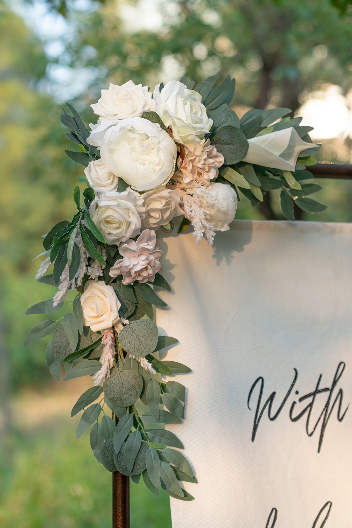 Flower Sign Décor (Set of 2) - White & Sage - lingsDev