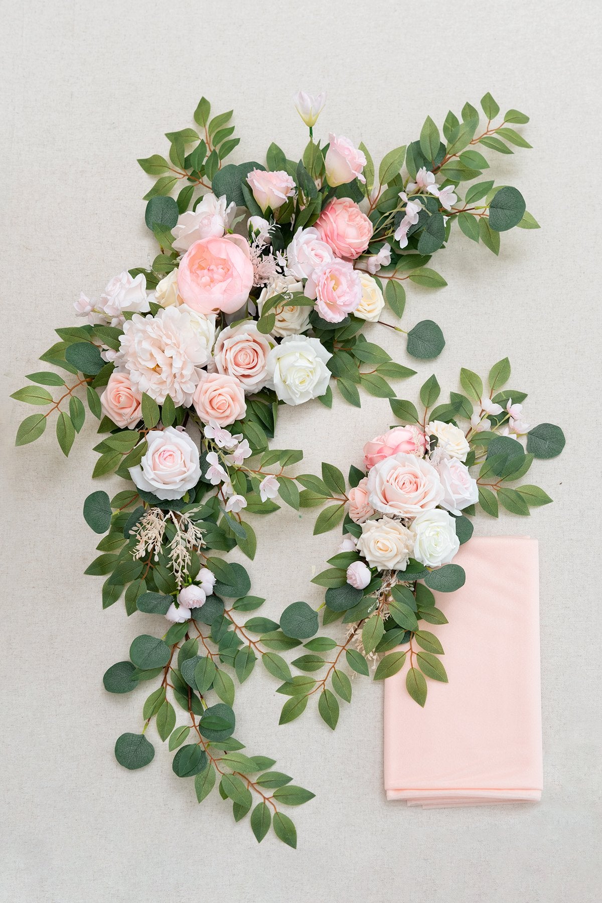 Flower Arch Décor with Sheer Drape (Set of 2) - Blush & Cream - lingsDev