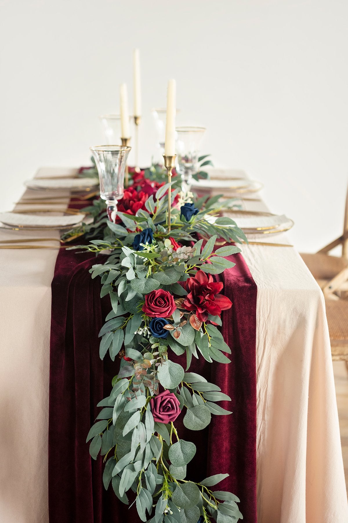 Elegant Velvet Table runner 28"w x 10FT (Apparel Fabrics)- 3 Colors - lingsDev