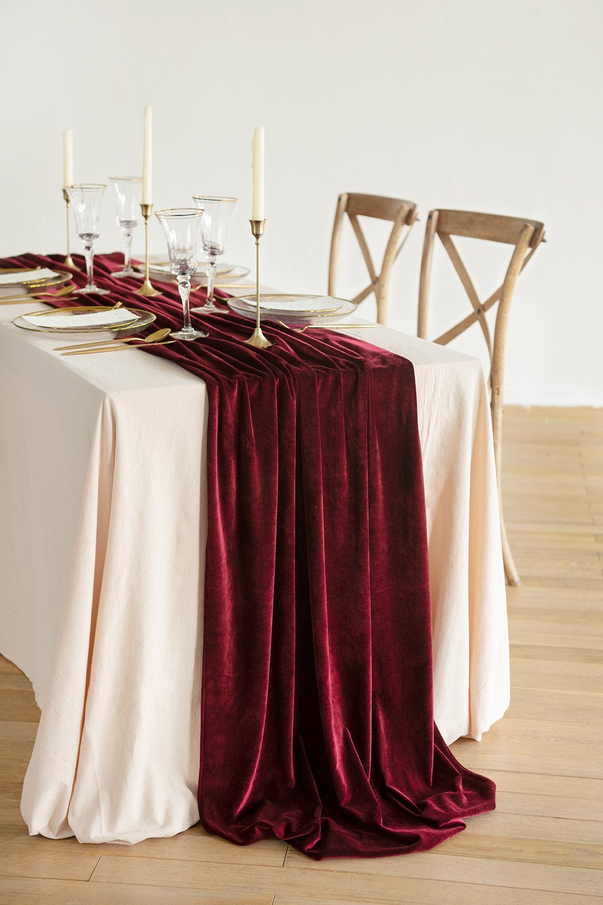 Elegant Velvet Table runner 28"w x 10FT (Apparel Fabrics)- 3 Colors - lingsDev