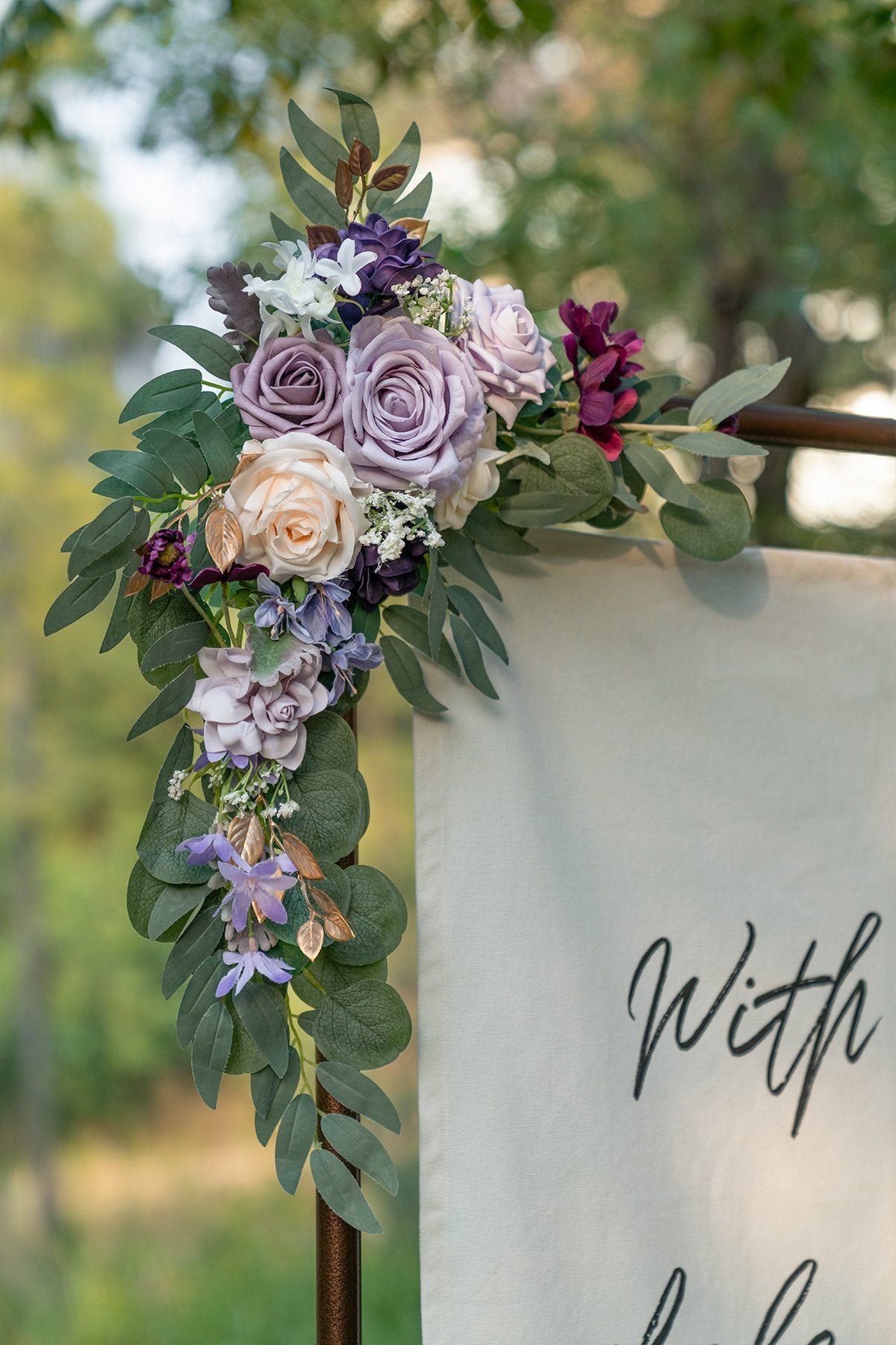Flower Sign Décor (Set of 2) - Lavender & Cream - lingsDev