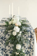 Eucalyptus and Willow Leaf Flower Garland 9FT - White & Sage - lingsDev