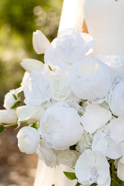 11"/17" Bridal Bouquet - White & Sage - lingsDev