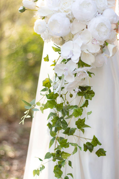 11"/17" Bridal Bouquet - White & Sage - lingsDev