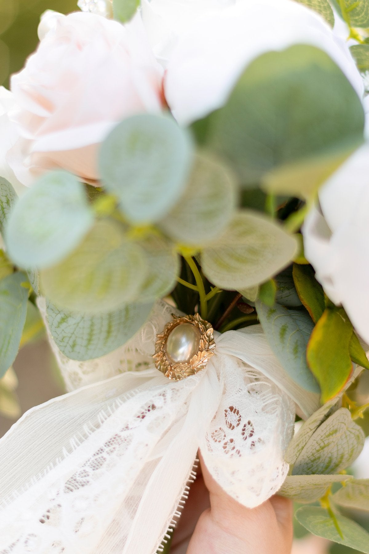 7" Bridesmaid Bouquets (Set of 4) - White & Sage - lingsDev
