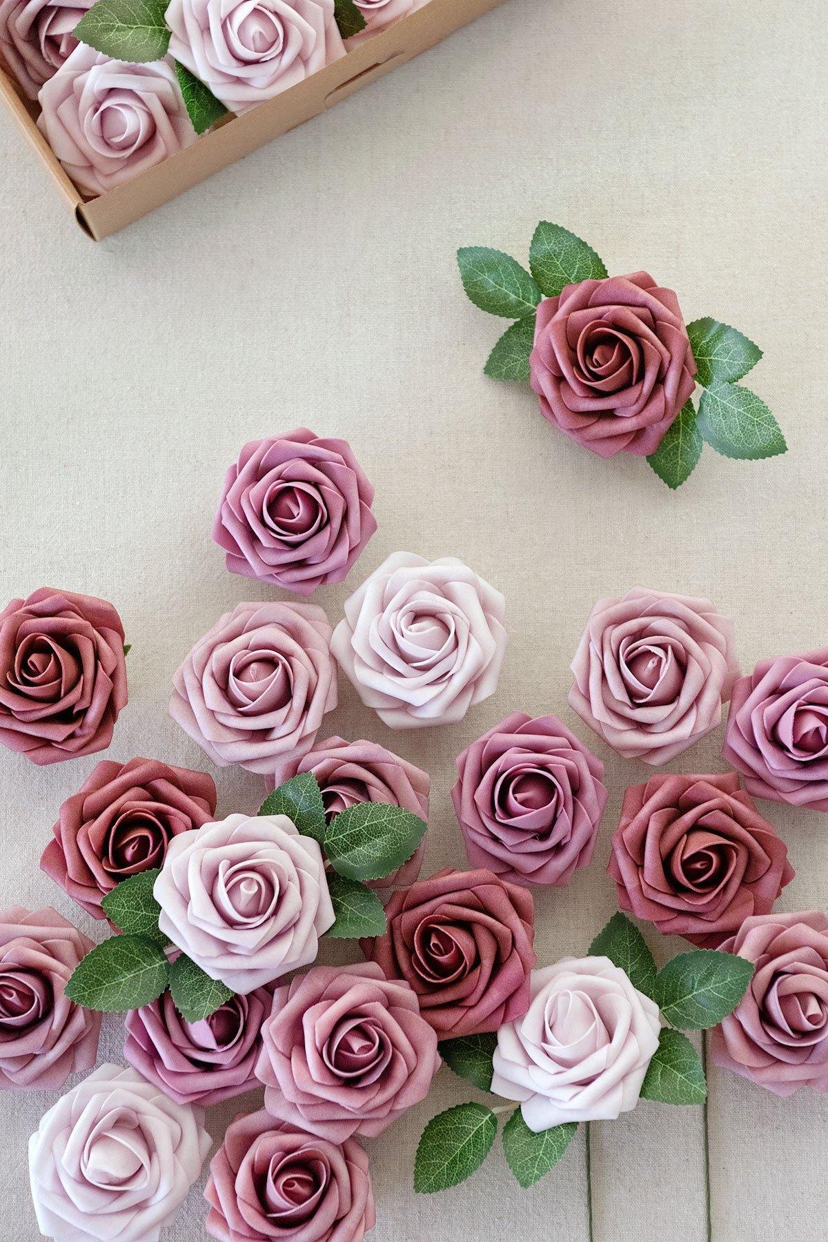 3" Foam Ombre Colors Rose with Stem - 9 Tones - lingsDev