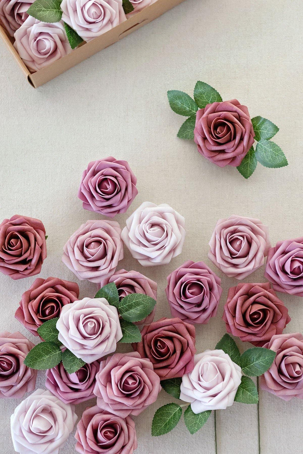 3" Foam Rose with Stem - Dusty Rose & Plum - lingsDev