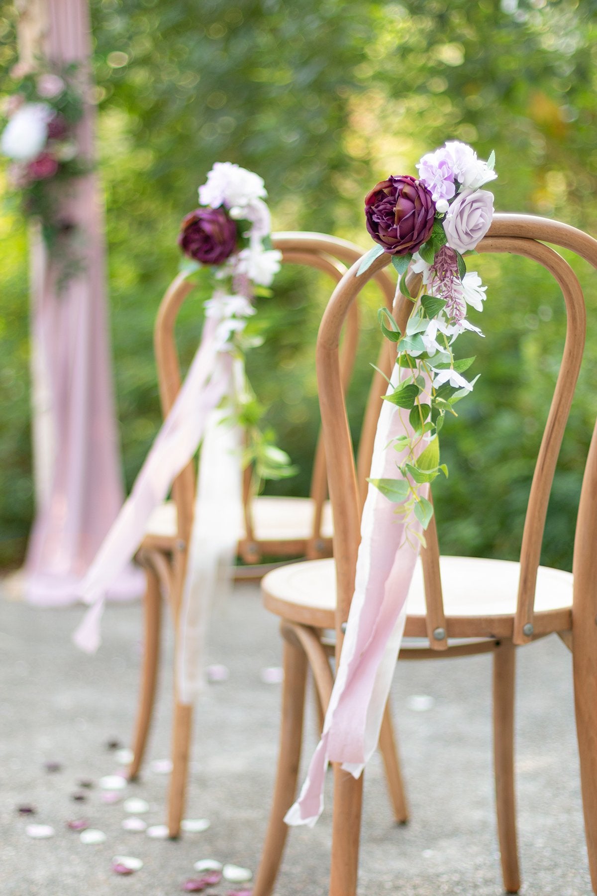 Wedding Aisle Decoration Pew Flowers (Set of 8) - Mauve & Plum - lingsDev