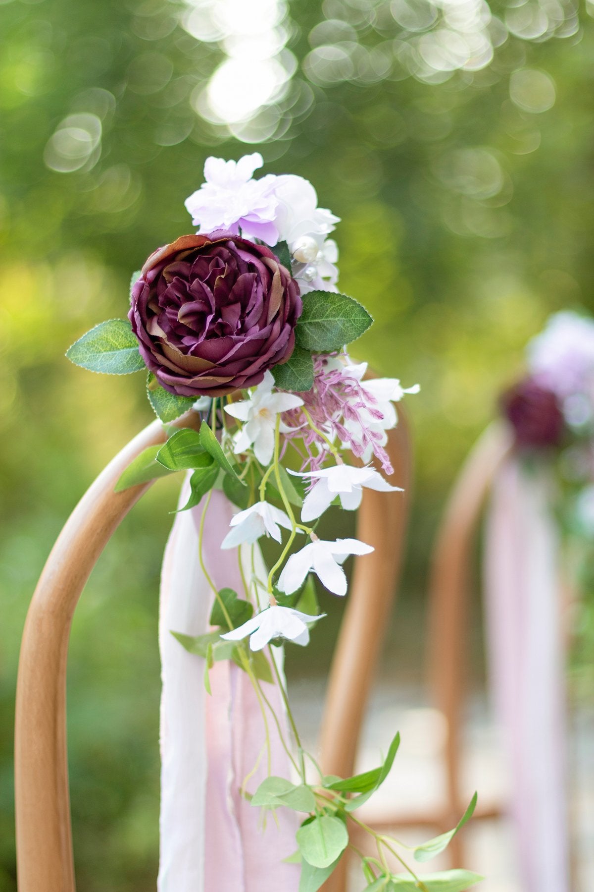 Wedding Aisle Decoration Pew Flowers (Set of 8) - Mauve & Plum - lingsDev
