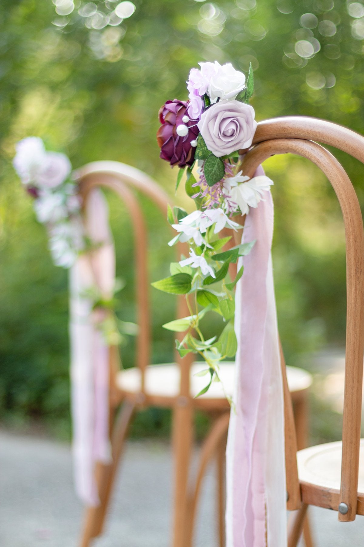 Wedding Aisle Decoration Pew Flowers (Set of 8) - Mauve & Plum - lingsDev