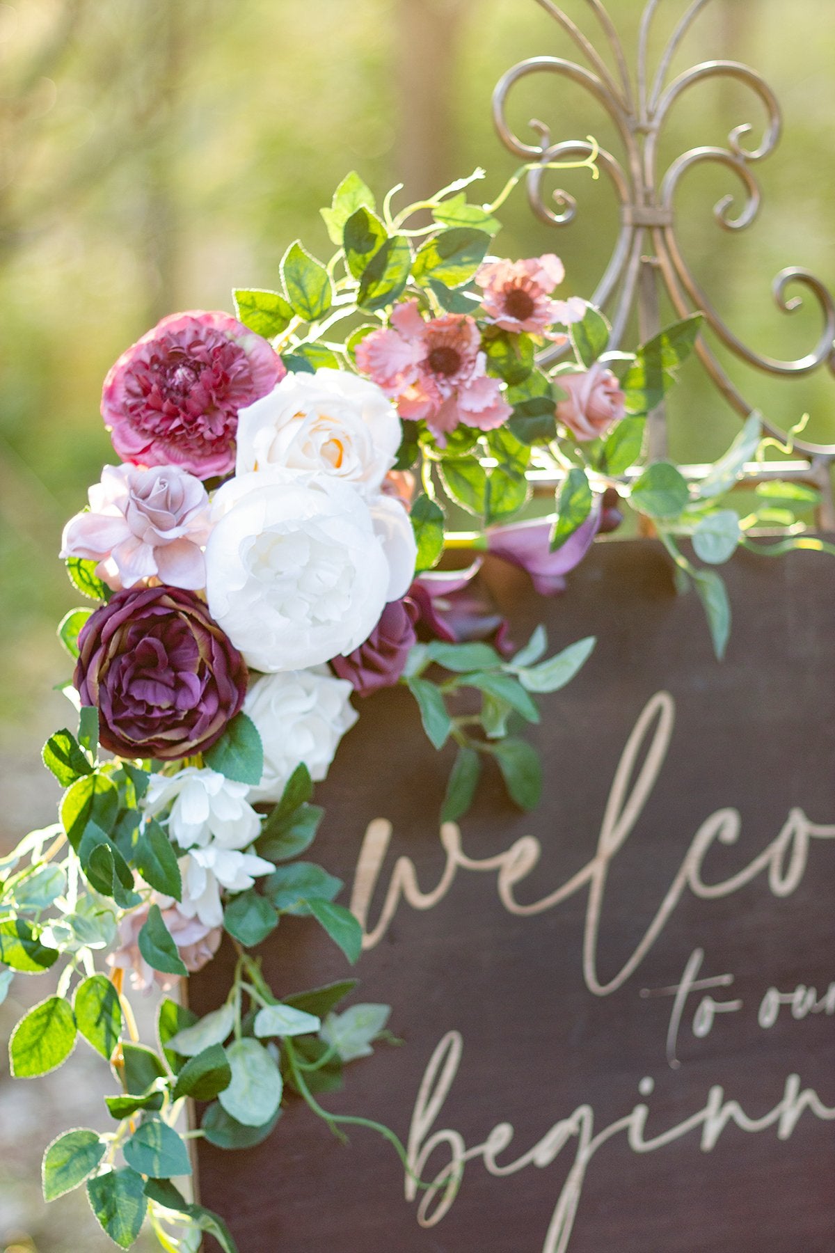 Flower Sign Décor (Set of 2) - Mauve & Plum - lingsDev