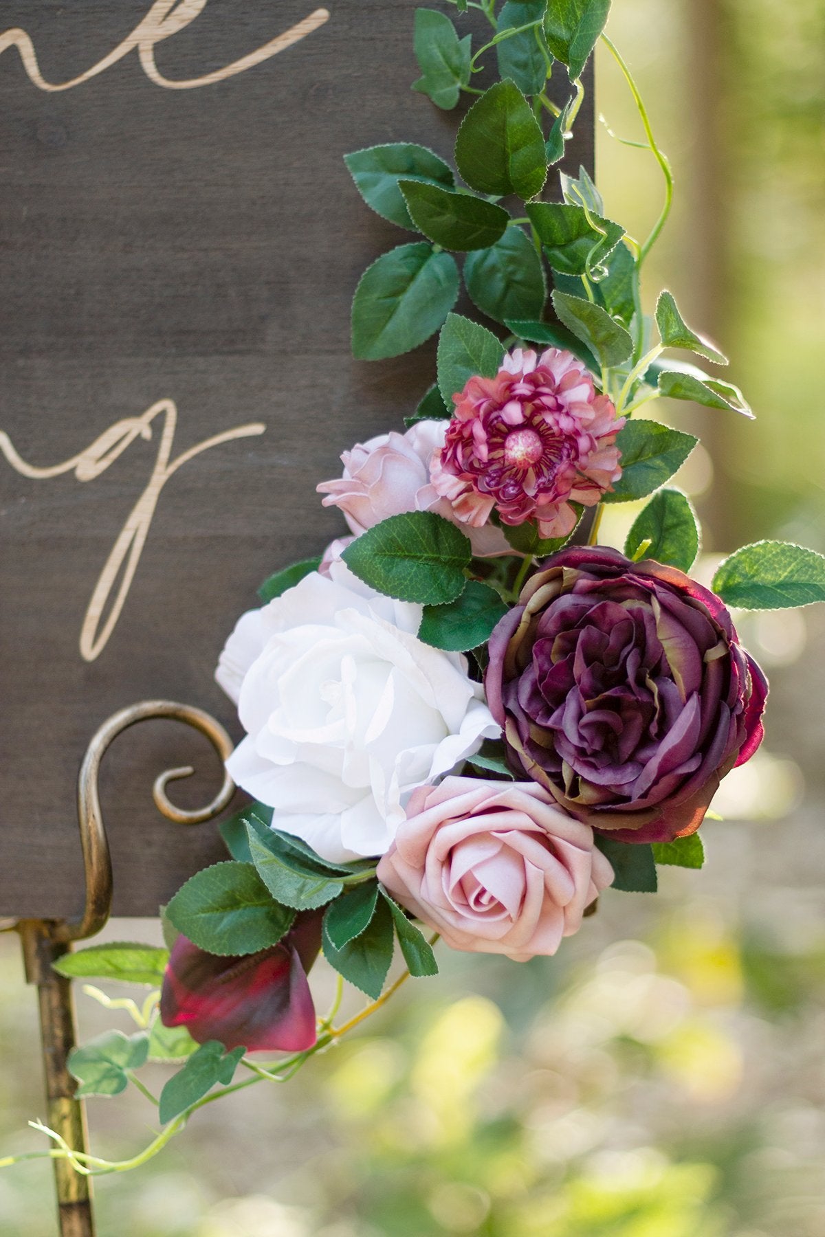 Flower Sign Décor (Set of 2) - Mauve & Plum - lingsDev