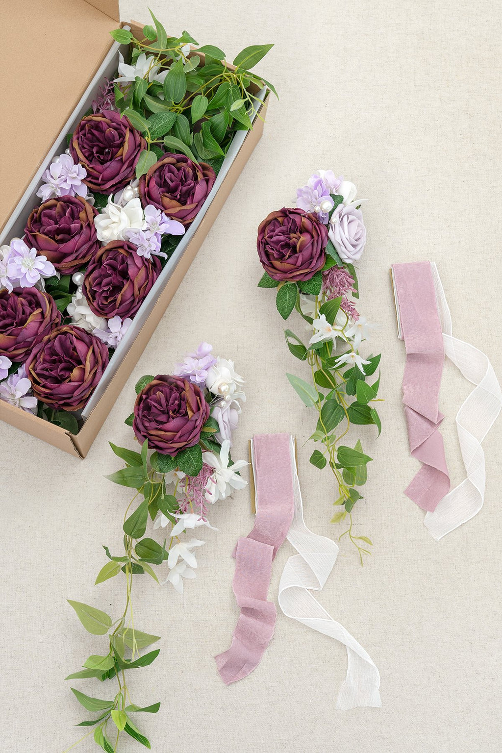 Wedding Aisle Decoration Pew Flowers (Set of 8) - Mauve & Plum - lingsDev