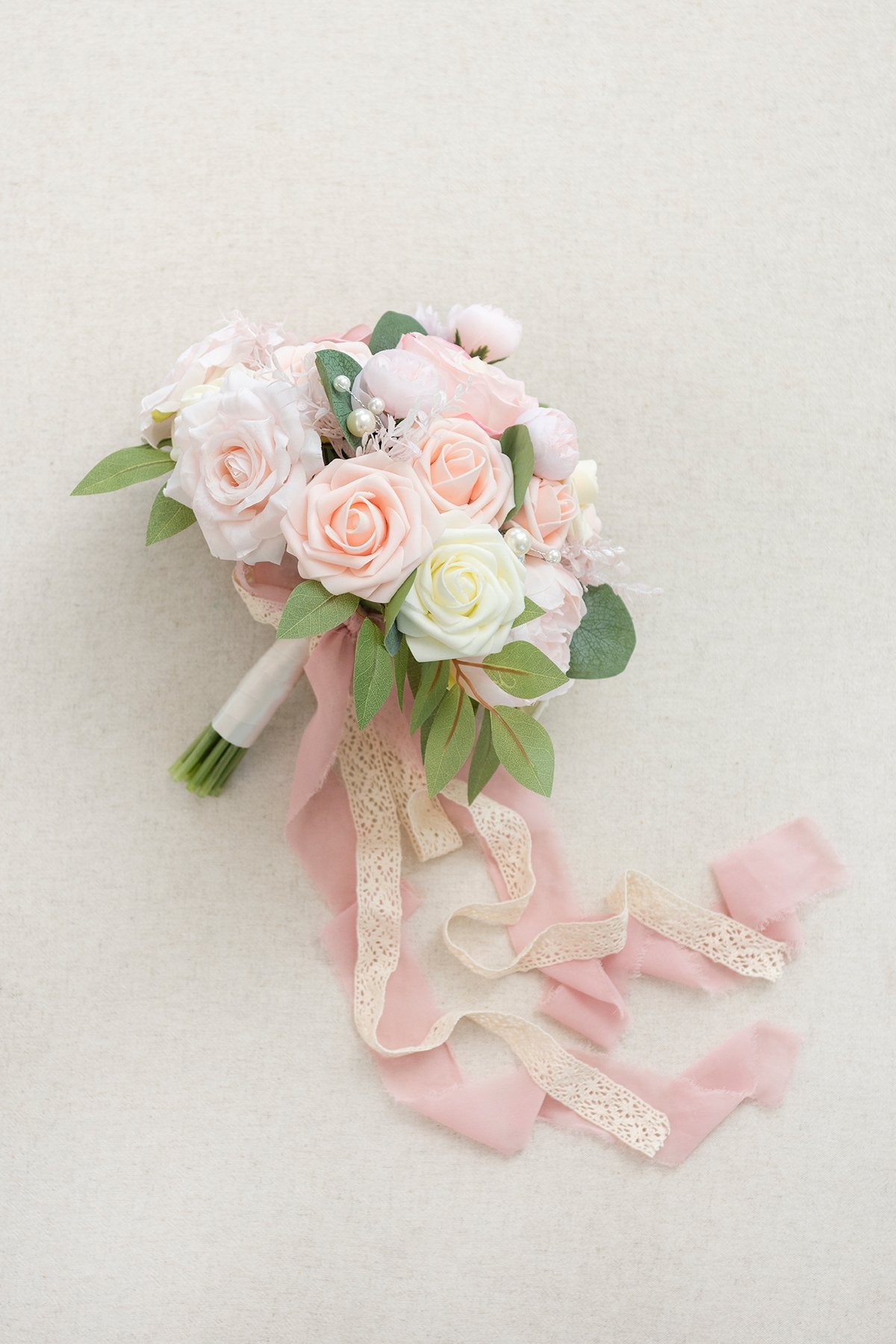 7"/9" Bridesmaid Bouquet - Blush & Cream - lingsDev