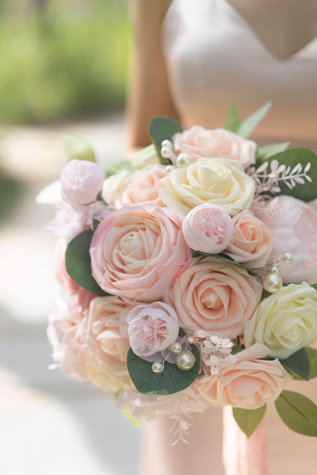 7"/9" Bridesmaid Bouquet - Blush & Cream - lingsDev