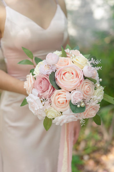 7"/9" Bridesmaid Bouquet - Blush & Cream - lingsDev