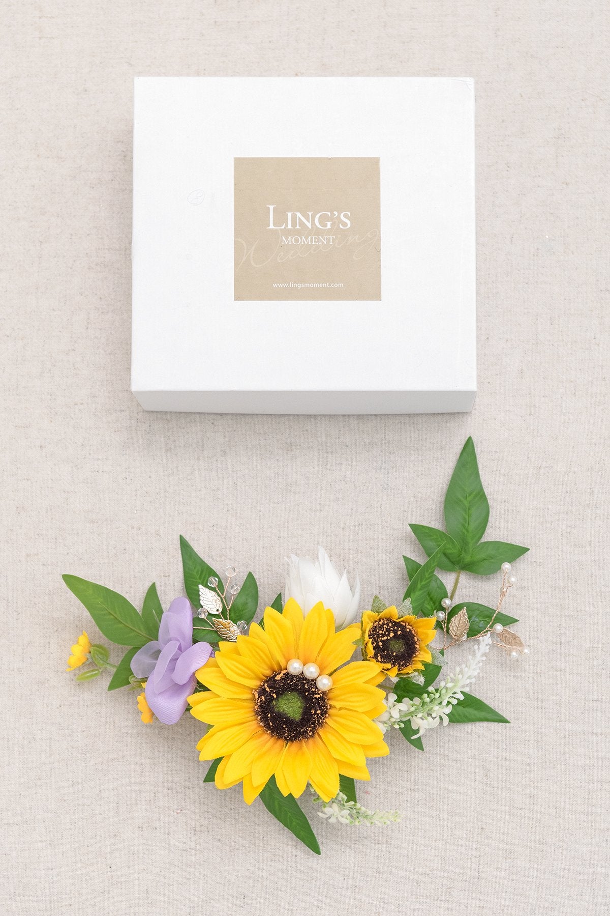 Flowers Bridal Hair Comb - Sunflowers & Lavender - lingsDev