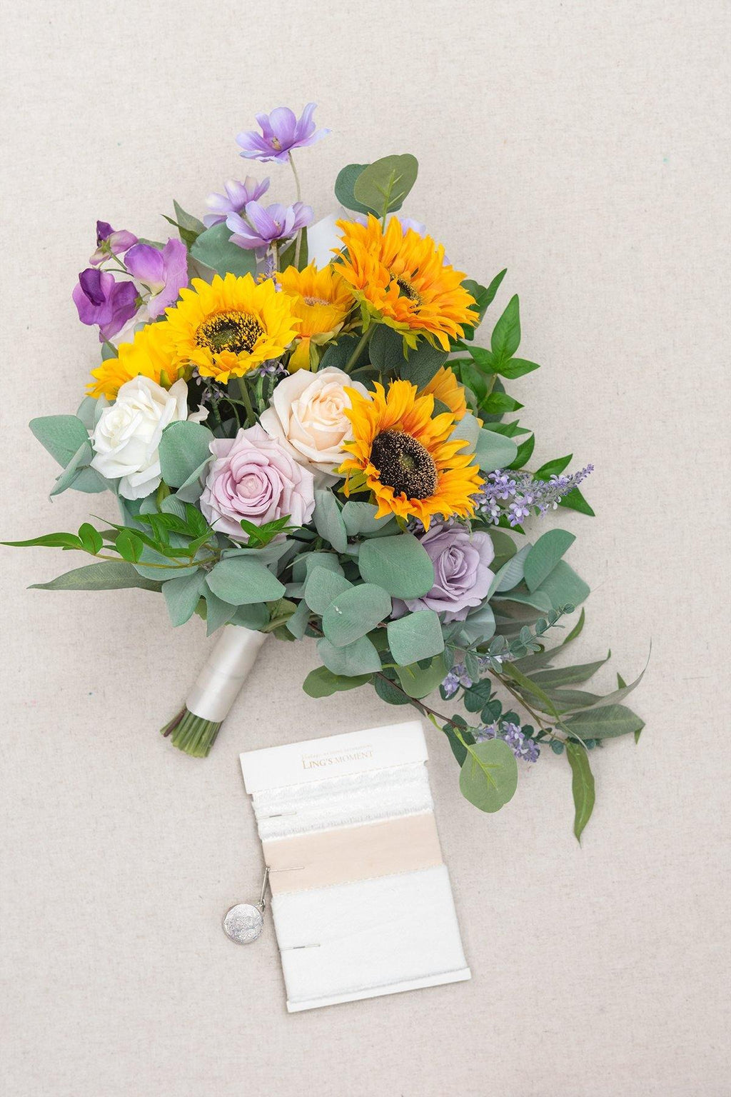 11" Bridal Bouquet - Sunflowers & Lavender - lingsDev