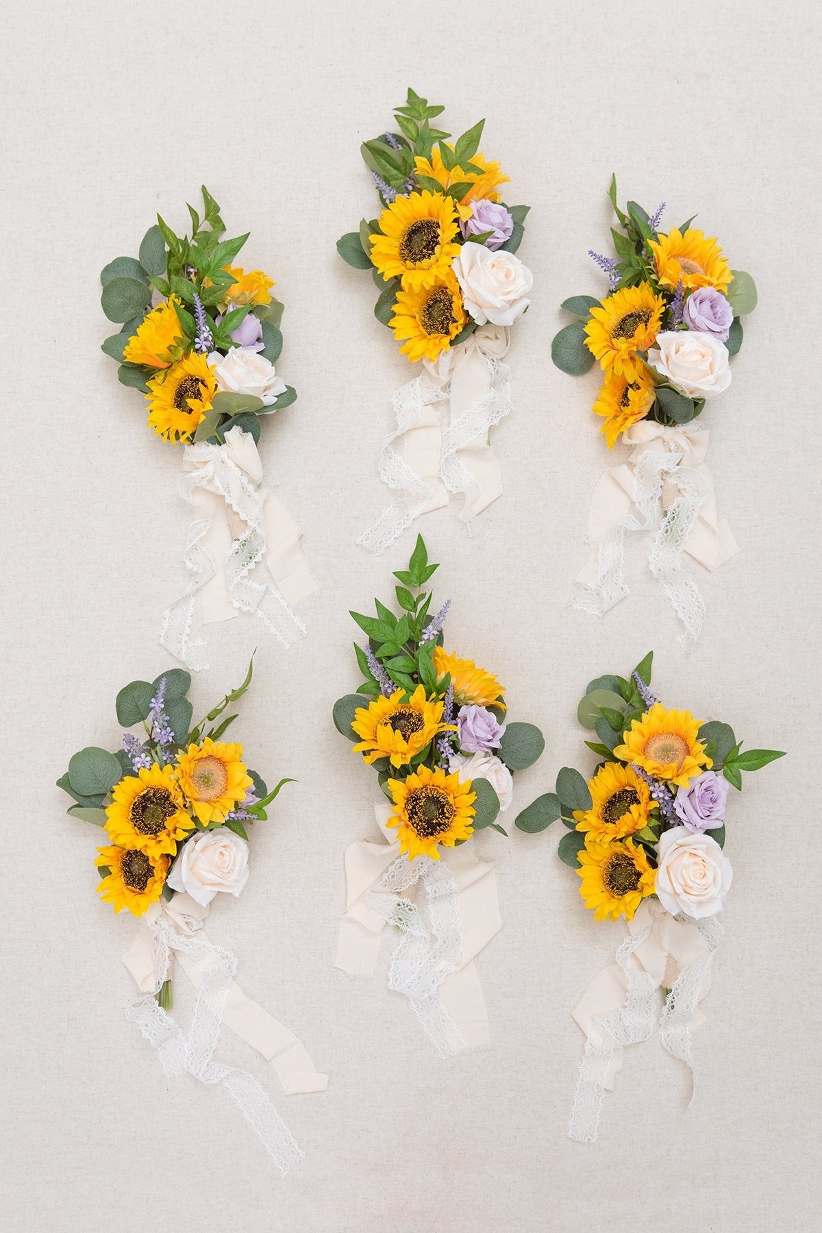 7" Bridesmaid Bouquets (Set of 6) - Sunflowers & Lavender - lingsDev