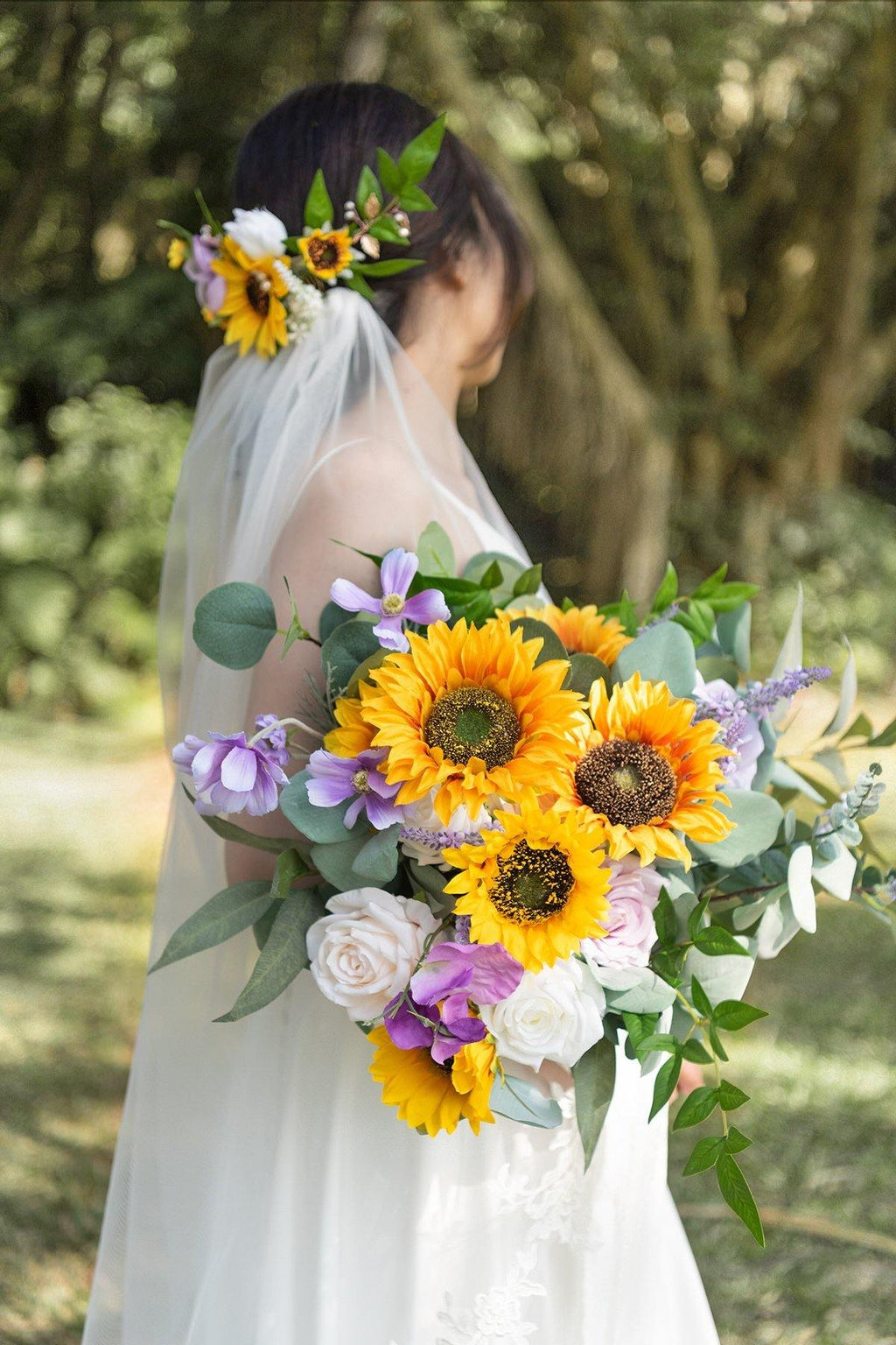 11" Bridal Bouquet - Sunflowers & Lavender - lingsDev