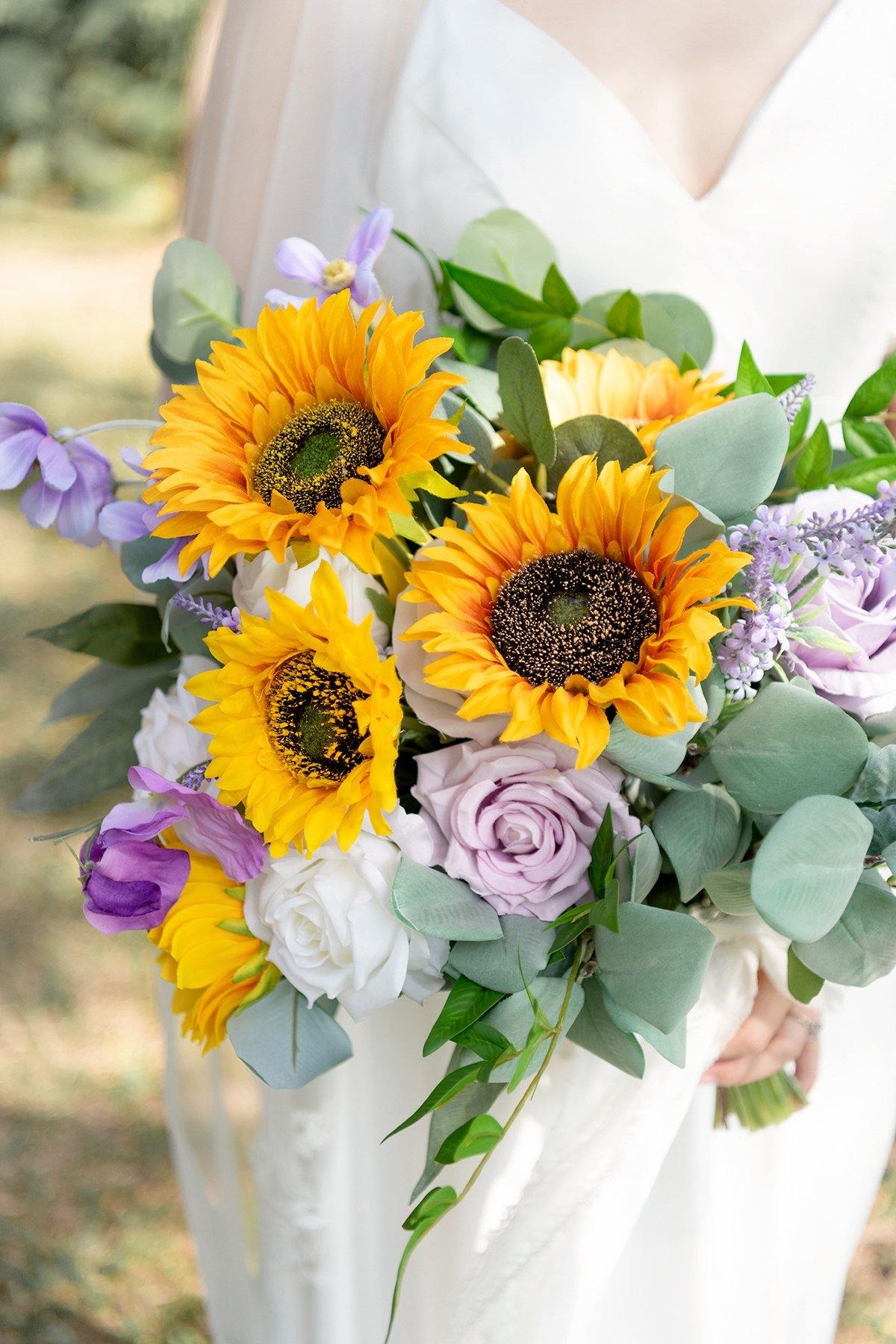 11" Bridal Bouquet - Sunflowers & Lavender - lingsDev