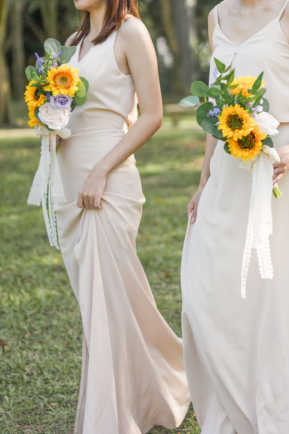 7" Bridesmaid Bouquets (Set of 6) - Sunflowers & Lavender - lingsDev
