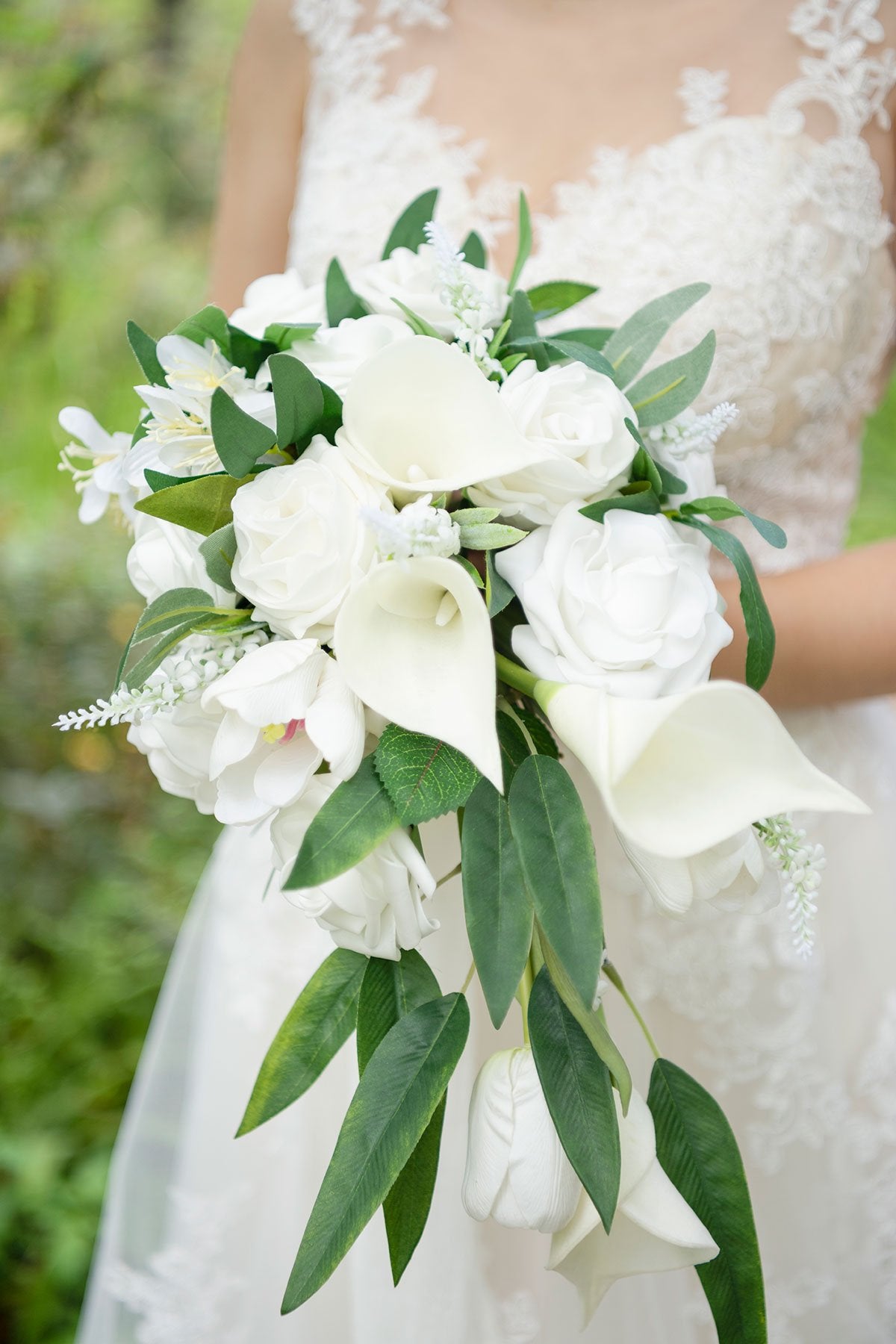 White & Beige Flowers & Greenery for DIY - lingsDev