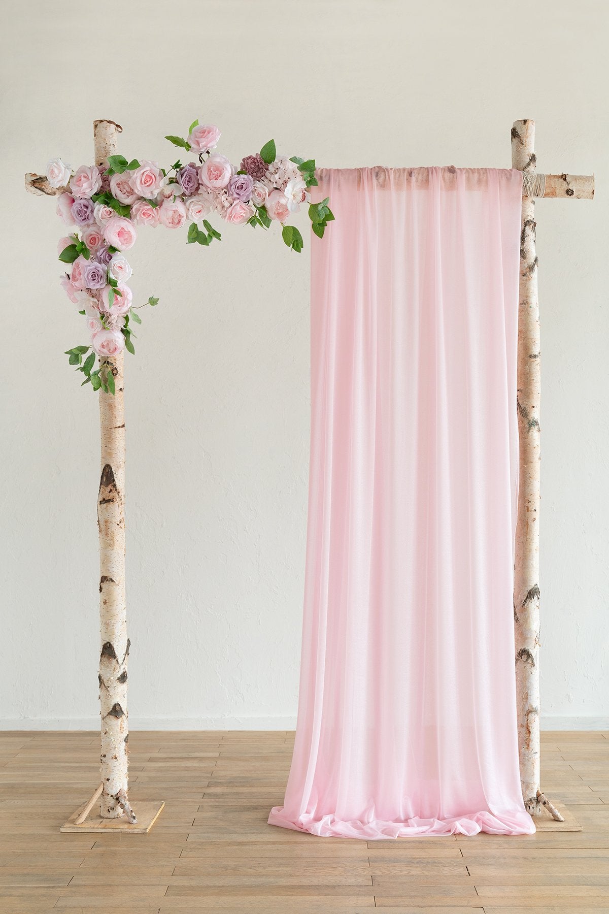 Flower Arch Décor with Sheer Drape (Set of 3) - Pale Pink - lingsDev