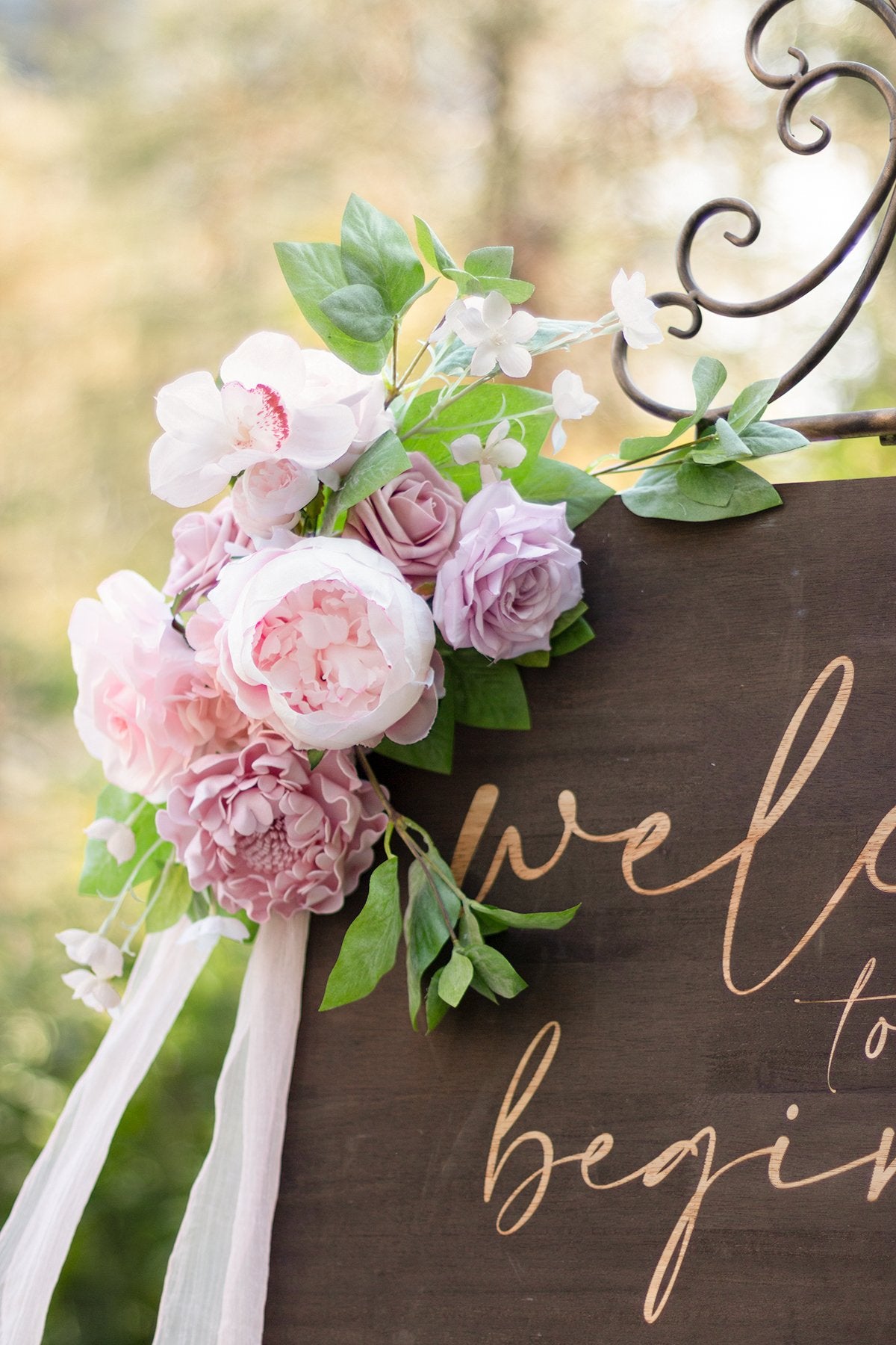 Flower Sign Décor (Set of 2) - Pale Pink - lingsDev