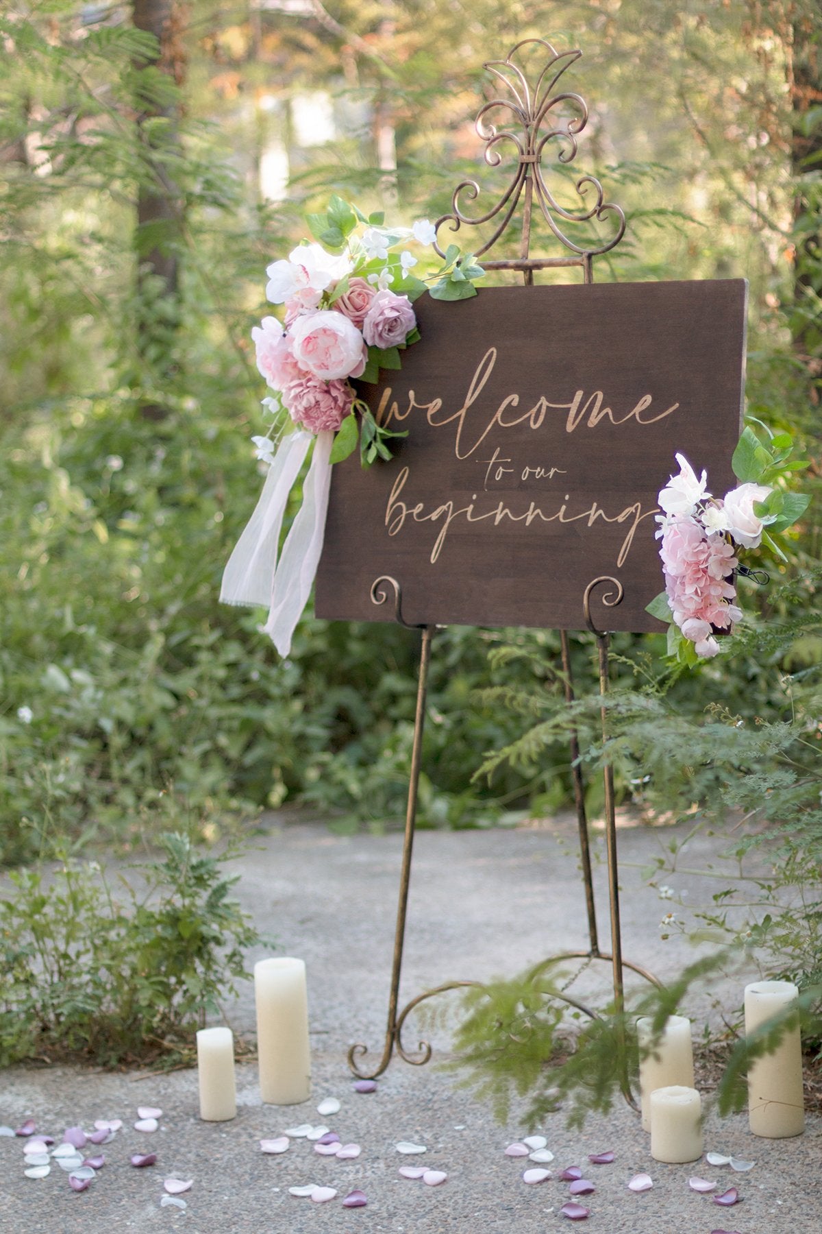 Flower Sign Décor (Set of 2) - Pale Pink - lingsDev